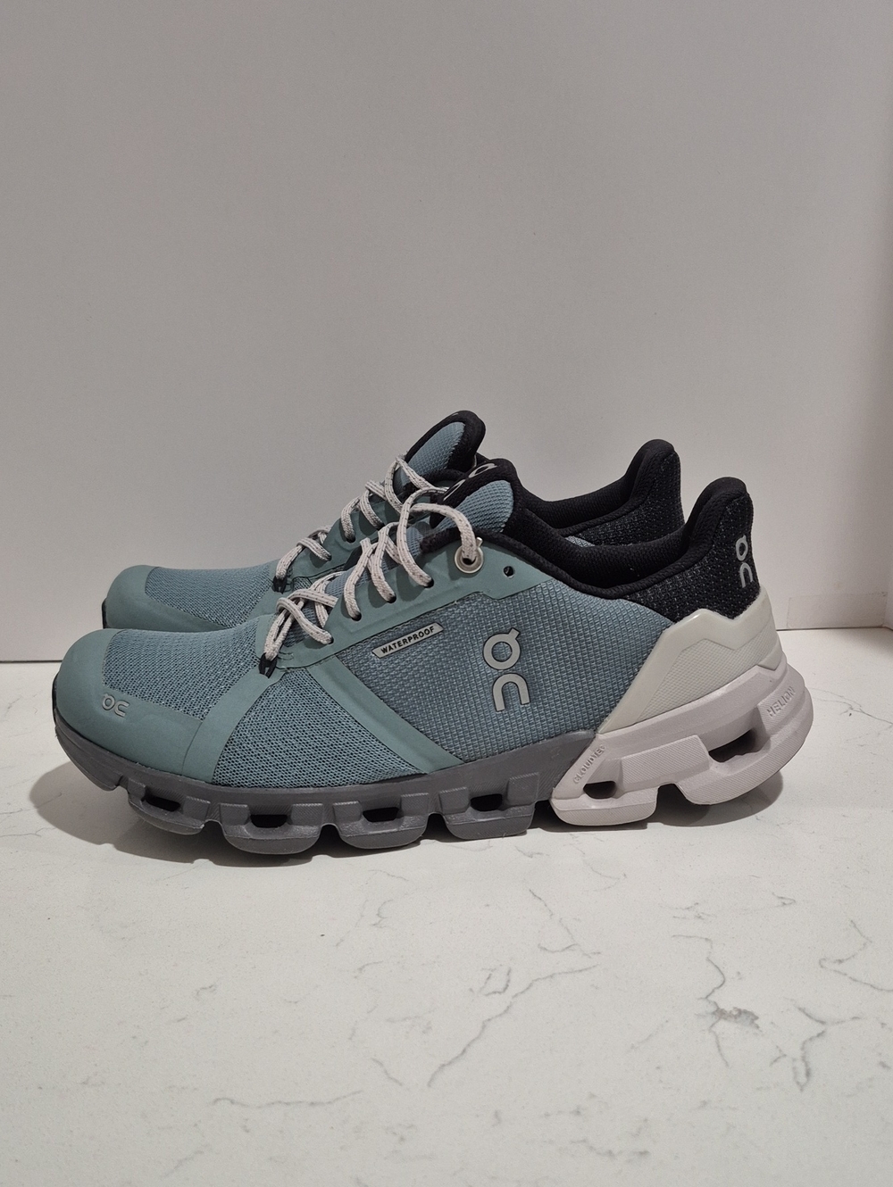 On Cloudflyer Womens Waterproof Shoes in Teal and Black